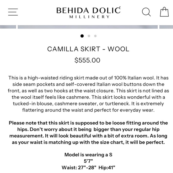 Behida Dolic Elegant Tan High-Waisted Button Front Wool Midi Skirt - Size L - Picture 12 of 13